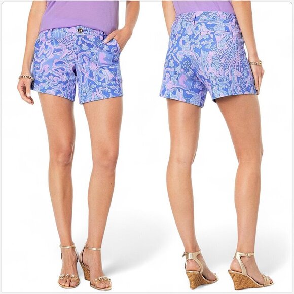Lilly Pulitzer Callahan Knit Shorts in Bocca Blue Sea What I Sea NWT NWT 4 - Picture 3 of 6